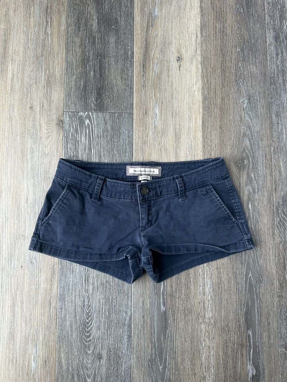 Abercrombie & Fitch Navy Blue Stretch Mini Shorts Size 0 Y2K Low Rise